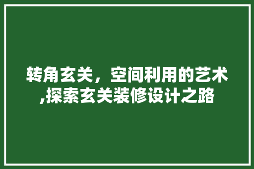 转角玄关，空间利用的艺术,探索玄关装修设计之路