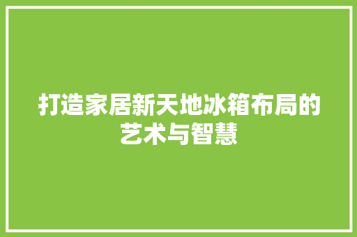 打造家居新天地冰箱布局的艺术与智慧