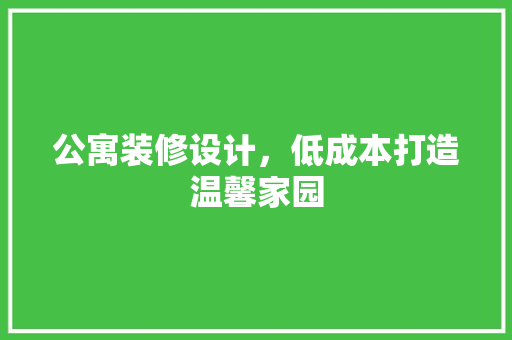 公寓装修设计，低成本打造温馨家园