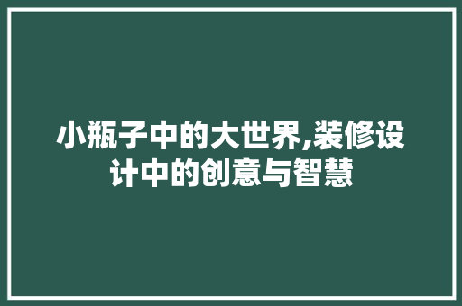小瓶子中的大世界,装修设计中的创意与智慧