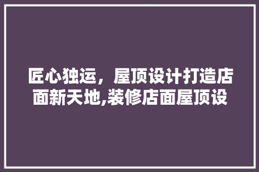 匠心独运，屋顶设计打造店面新天地,装修店面屋顶设计的艺术与科学