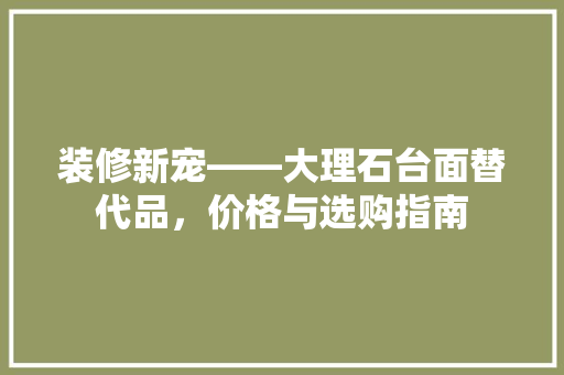 装修新宠——大理石台面替代品，价格与选购指南