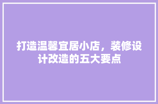 打造温馨宜居小店，装修设计改造的五大要点