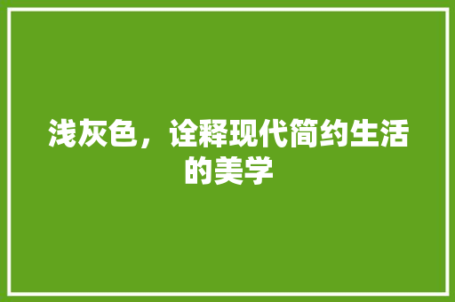 浅灰色，诠释现代简约生活的美学