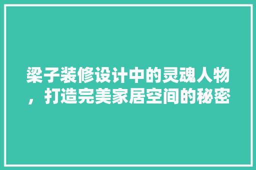 梁子装修设计中的灵魂人物，打造完美家居空间的秘密武器