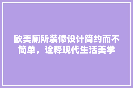 欧美厕所装修设计简约而不简单，诠释现代生活美学
