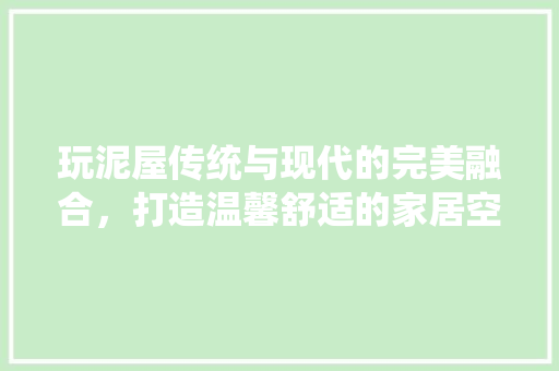 玩泥屋传统与现代的完美融合，打造温馨舒适的家居空间