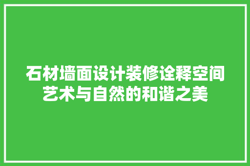 石材墙面设计装修诠释空间艺术与自然的和谐之美