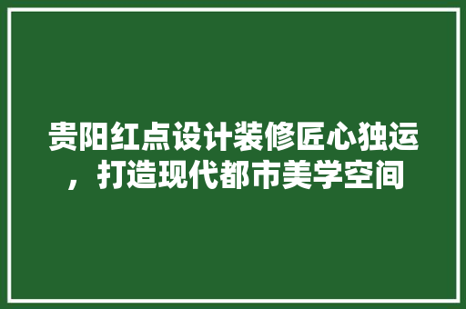 贵阳红点设计装修匠心独运，打造现代都市美学空间