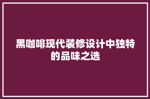 黑咖啡现代装修设计中独特的品味之选