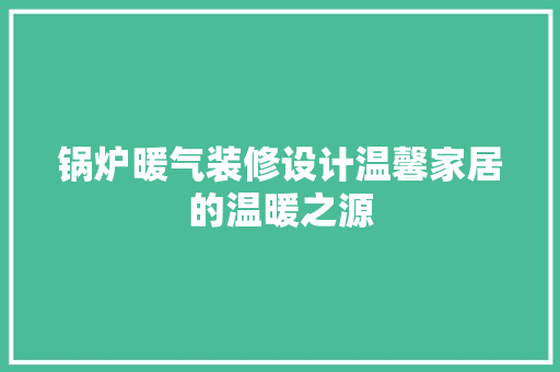 锅炉暖气装修设计温馨家居的温暖之源