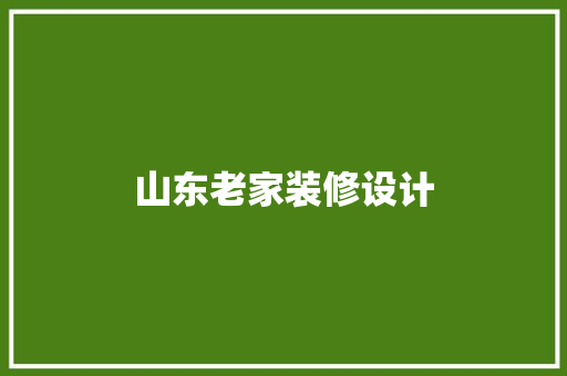 山东老家装修设计