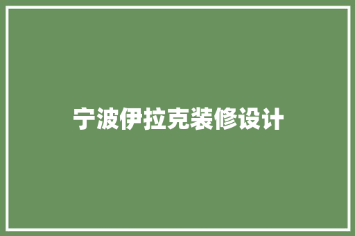 宁波伊拉克装修设计