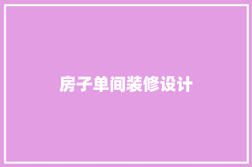 房子单间装修设计