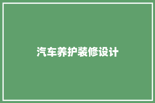 汽车养护装修设计