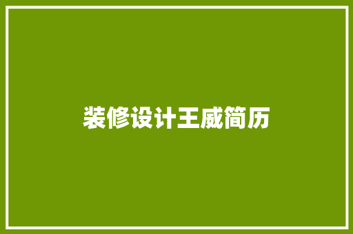 装修设计王威简历