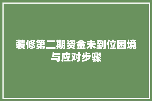 装修第二期资金未到位困境与应对步骤