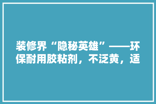 装修界“隐秘英雄”——环保耐用胶粘剂，不泛黄，适用又实惠