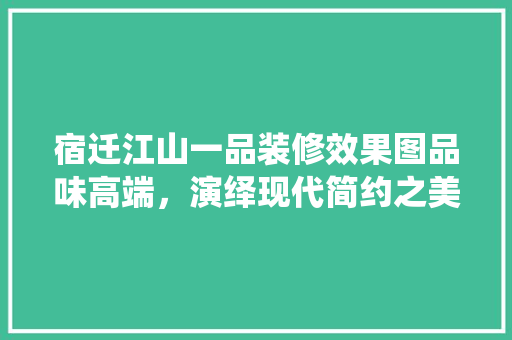 宿迁江山一品装修效果图品味高端，演绎现代简约之美