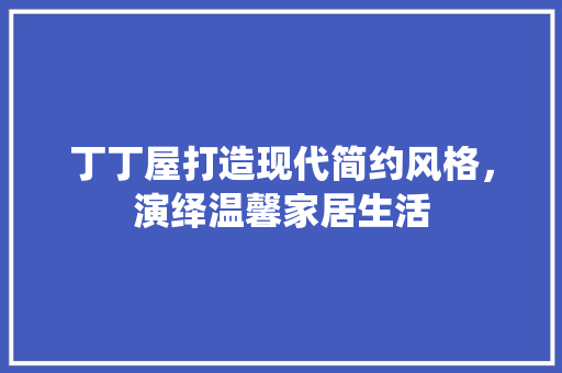 丁丁屋打造现代简约风格，演绎温馨家居生活