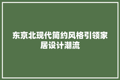 东京北现代简约风格引领家居设计潮流