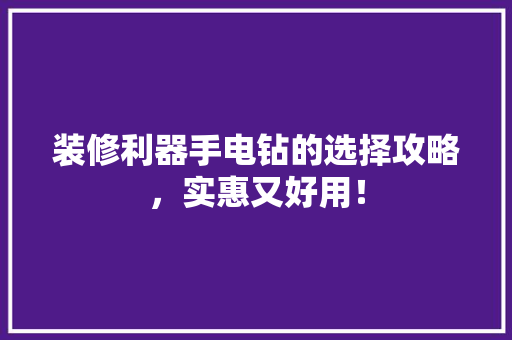 装修利器手电钻的选择攻略，实惠又好用！  第1张