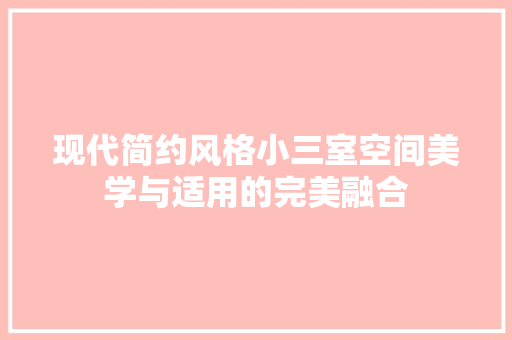 现代简约风格小三室空间美学与适用的完美融合