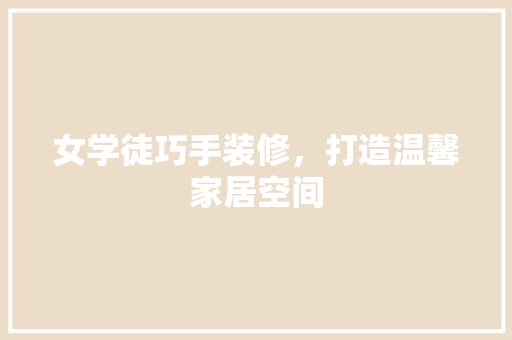 女学徒巧手装修，打造温馨家居空间