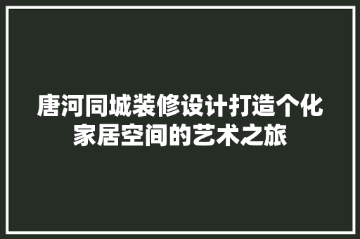唐河同城装修设计打造个化家居空间的艺术之旅