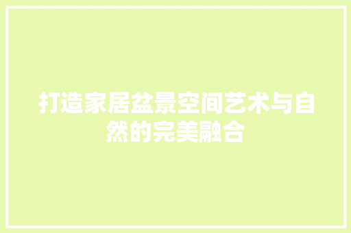 打造家居盆景空间艺术与自然的完美融合