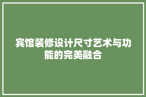 宾馆装修设计尺寸艺术与功能的完美融合