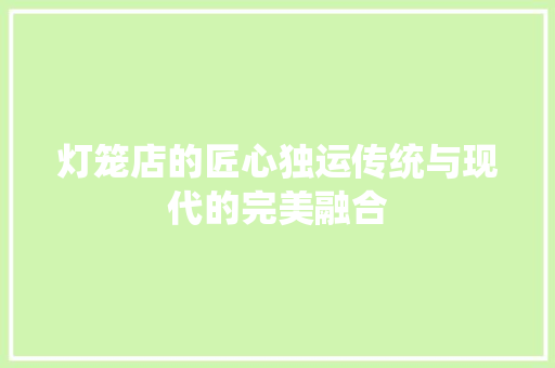 灯笼店的匠心独运传统与现代的完美融合