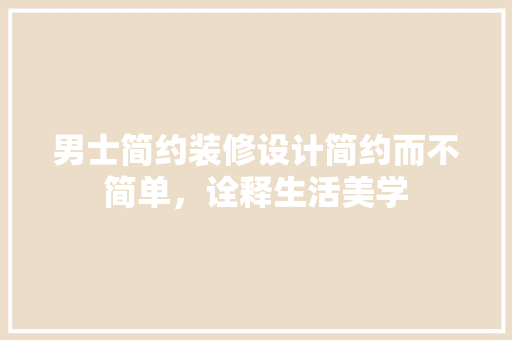 男士简约装修设计简约而不简单，诠释生活美学