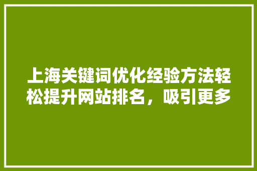 上海关键词优化经验方法轻松提升网站排名，吸引更多流量
