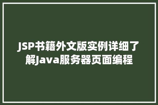 JSP书籍外文版实例详细了解Java服务器页面编程