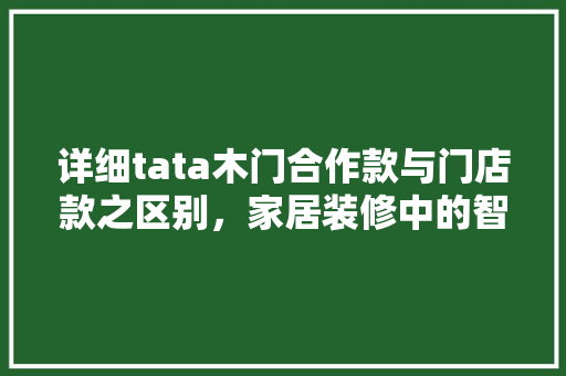 详细tata木门合作款与门店款之区别，家居装修中的智慧选择
