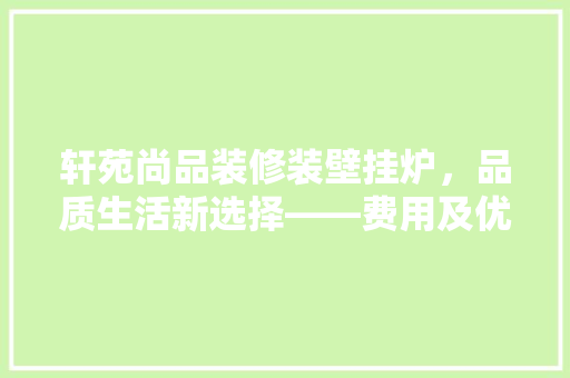 轩苑尚品装修装壁挂炉，品质生活新选择——费用及优势分析