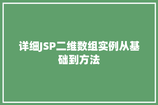 详细JSP二维数组实例从基础到方法