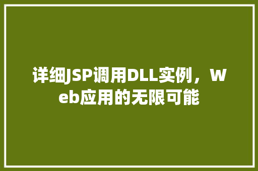 详细JSP调用DLL实例，Web应用的无限可能