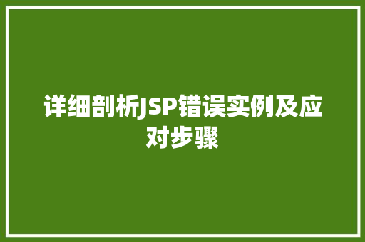 详细剖析JSP错误实例及应对步骤