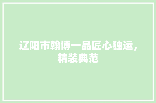 辽阳市翰博一品匠心独运，精装典范